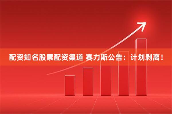 配资知名股票配资渠道 赛力斯公告：计划剥离！